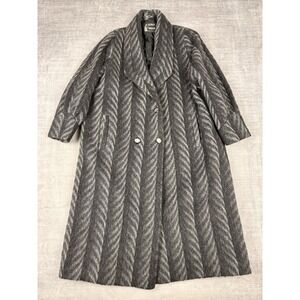 Bali & Homsi‎ Jacket Womens 54 Gray Overcoat Vintage Alpaca Mohair Quilt Lined